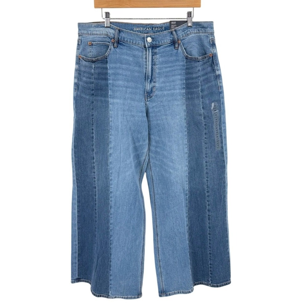 NEW American Eagle Dreamy Drape‎ Ultra Wide Leg Jeans Womens 14 Short Baggy Y2K - Picture 6 of 13